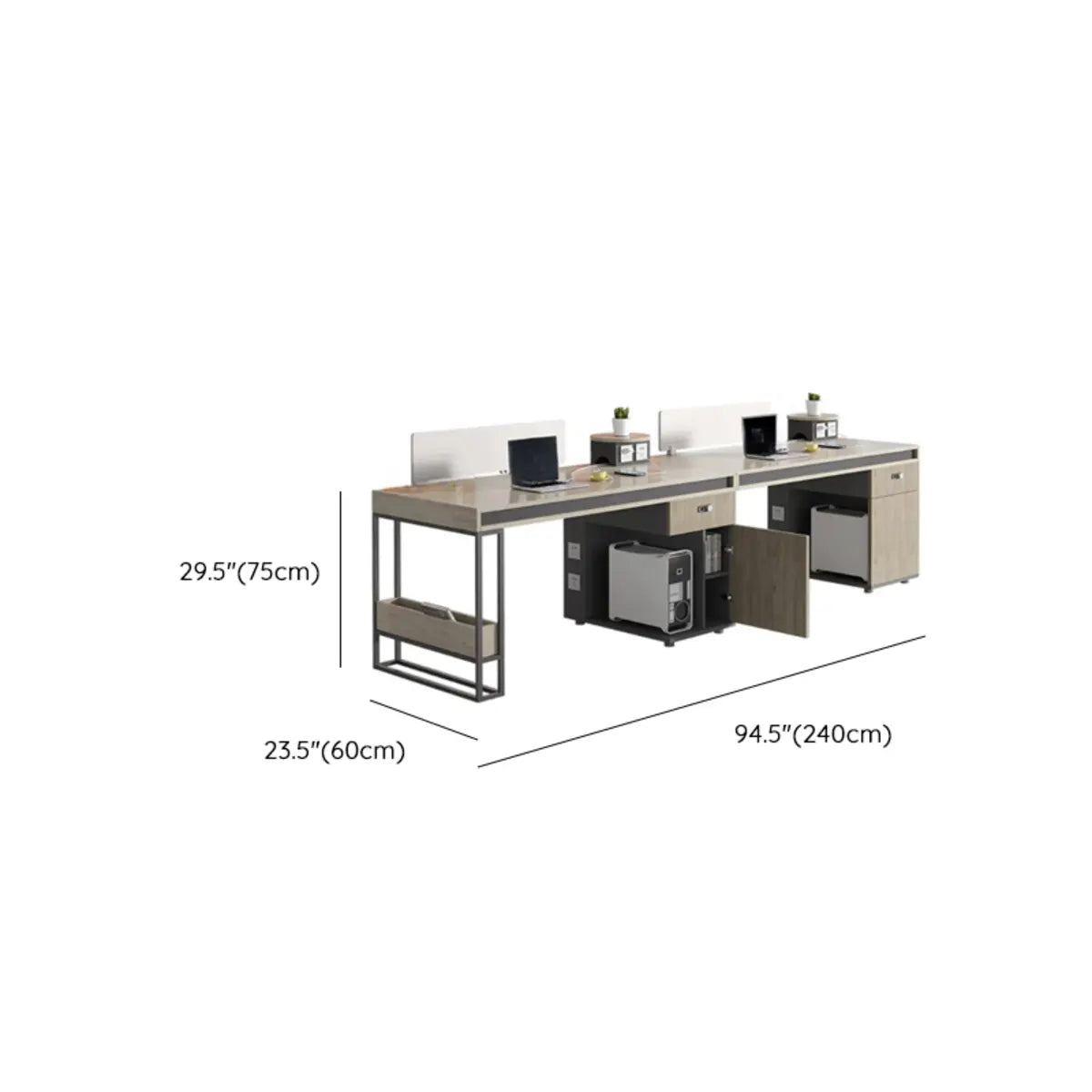 Single Pedestal Wood Gray Large Storage Office Furniture Set Image - 26