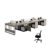 Single Pedestal Wood Gray Large Storage Office Furniture Set Image - 4