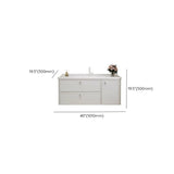 Single Sink Cream Ceramic Top Wood Storage Bathroom Vanity Image - 11