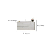 Single Sink Cream Ceramic Top Wood Storage Bathroom Vanity Image - 9