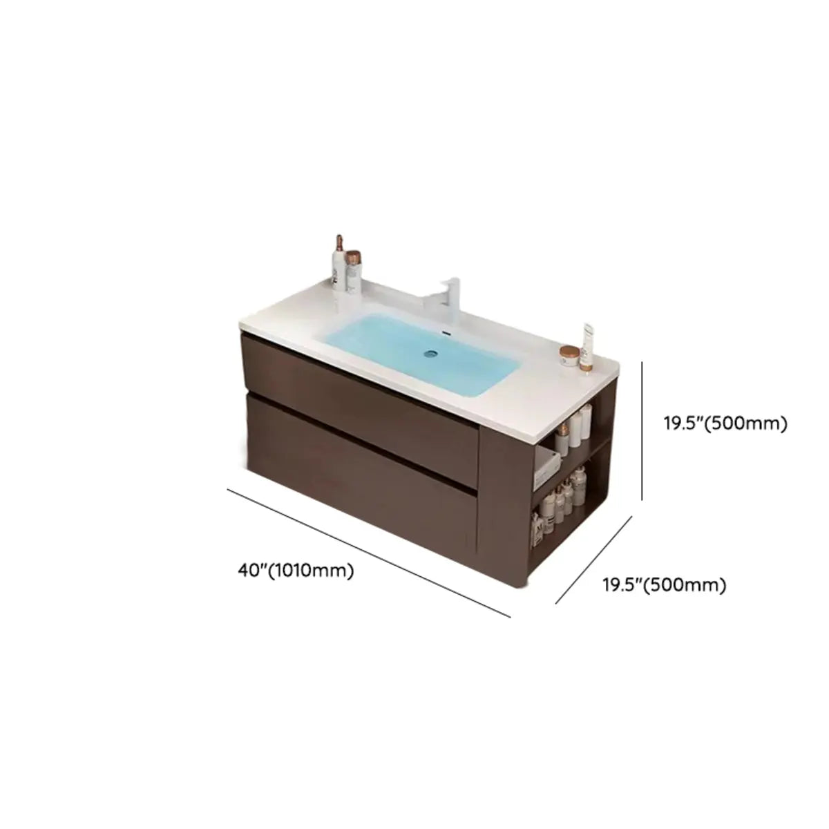 Single Sink Wood Storage Bathroom Vanity with Drawers Image - 11