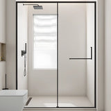 Single Sliding Black Frame Rectangular Glass Shower Door Image - 1