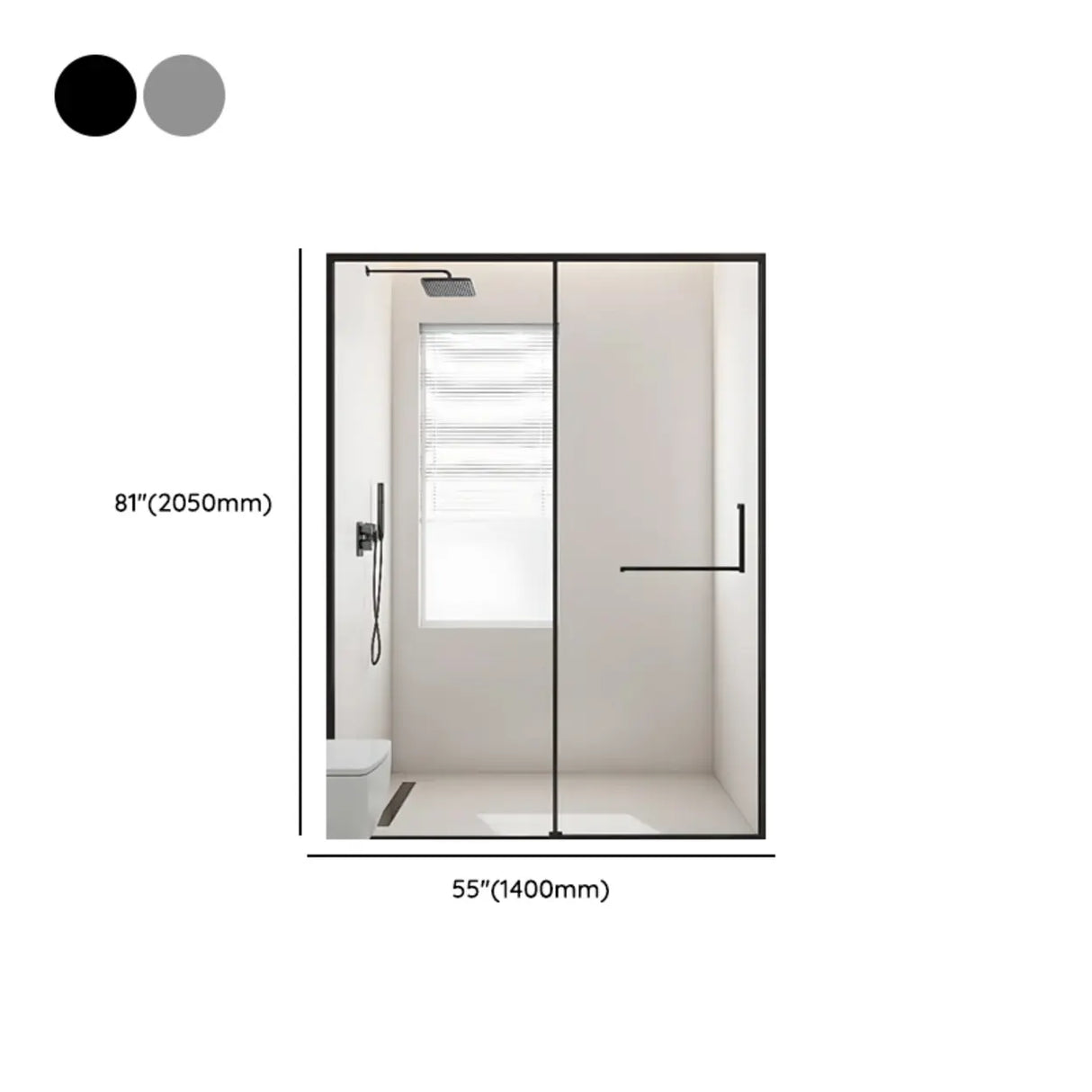 Single Sliding Black Frame Rectangular Glass Shower Door Image - 10