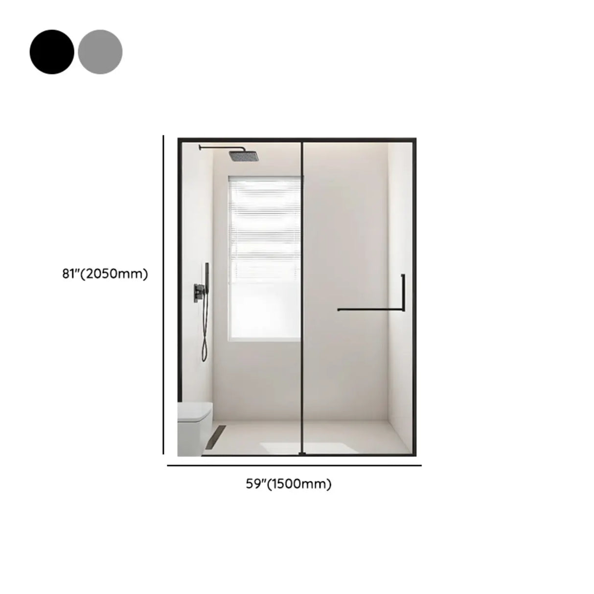 Single Sliding Black Frame Rectangular Glass Shower Door Image - 11