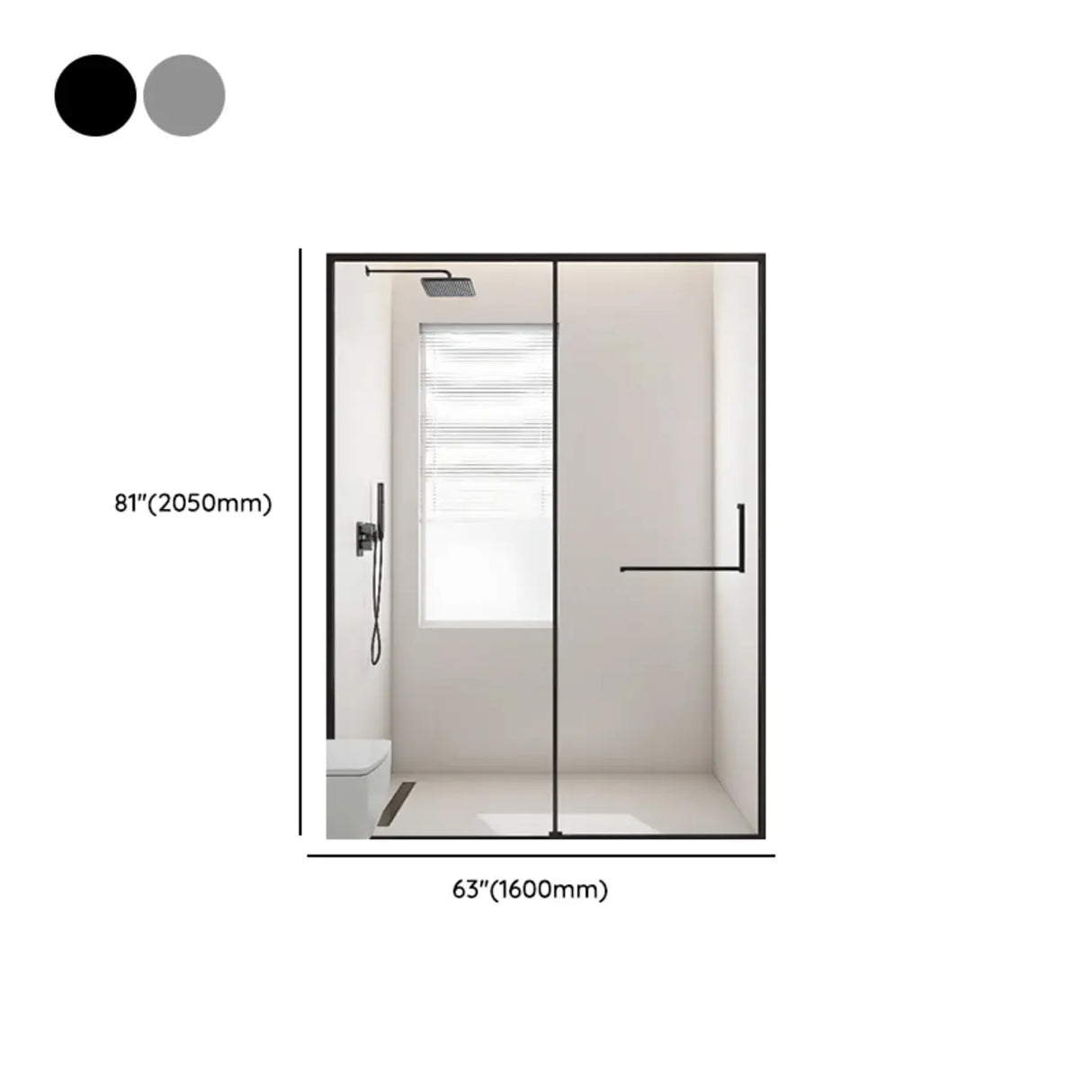 Single Sliding Black Frame Rectangular Glass Shower Door Image - 12