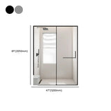 Single Sliding Black Frame Rectangular Glass Shower Door Image - 8