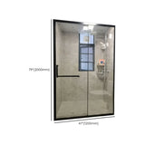 Single Sliding Black Frame Shower Door with Handles #size