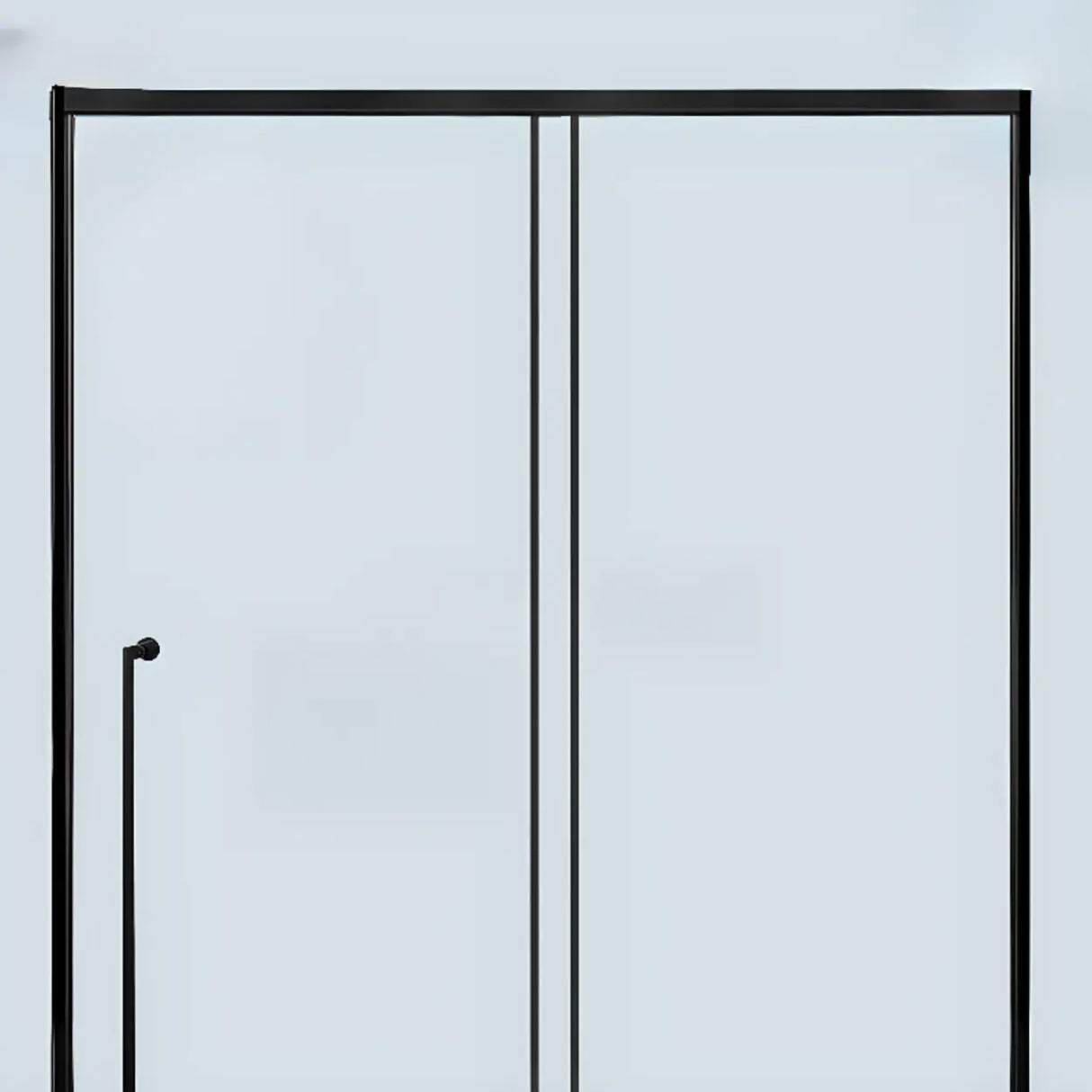 Single Sliding Clear Glass Black Framed Shower Door Image - 5