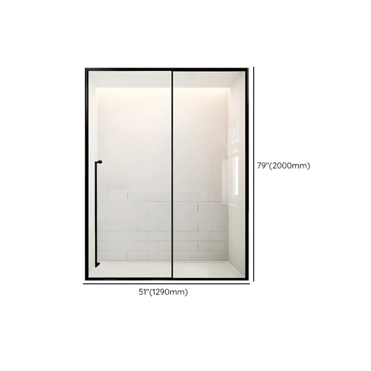 Single Sliding Clear Glass Black Framed Shower Door 