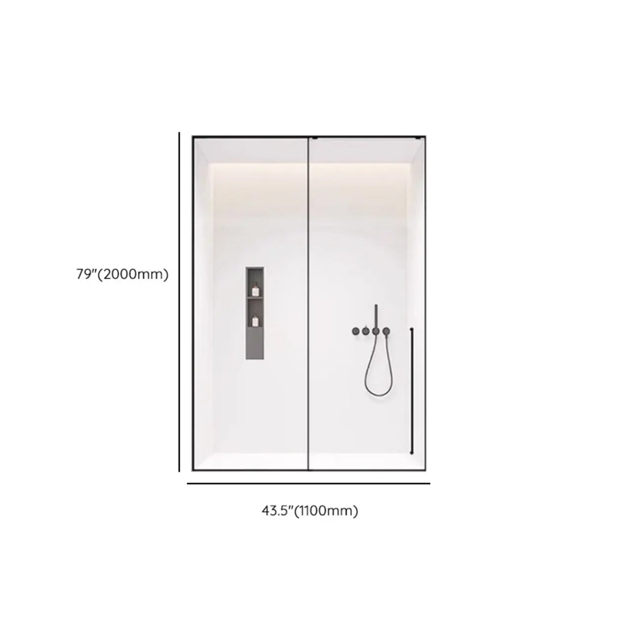 Single Sliding Rectangular Glass Black Shower Door Image - 10