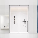 Single Sliding Rectangular Glass Black Shower Door Image - 2