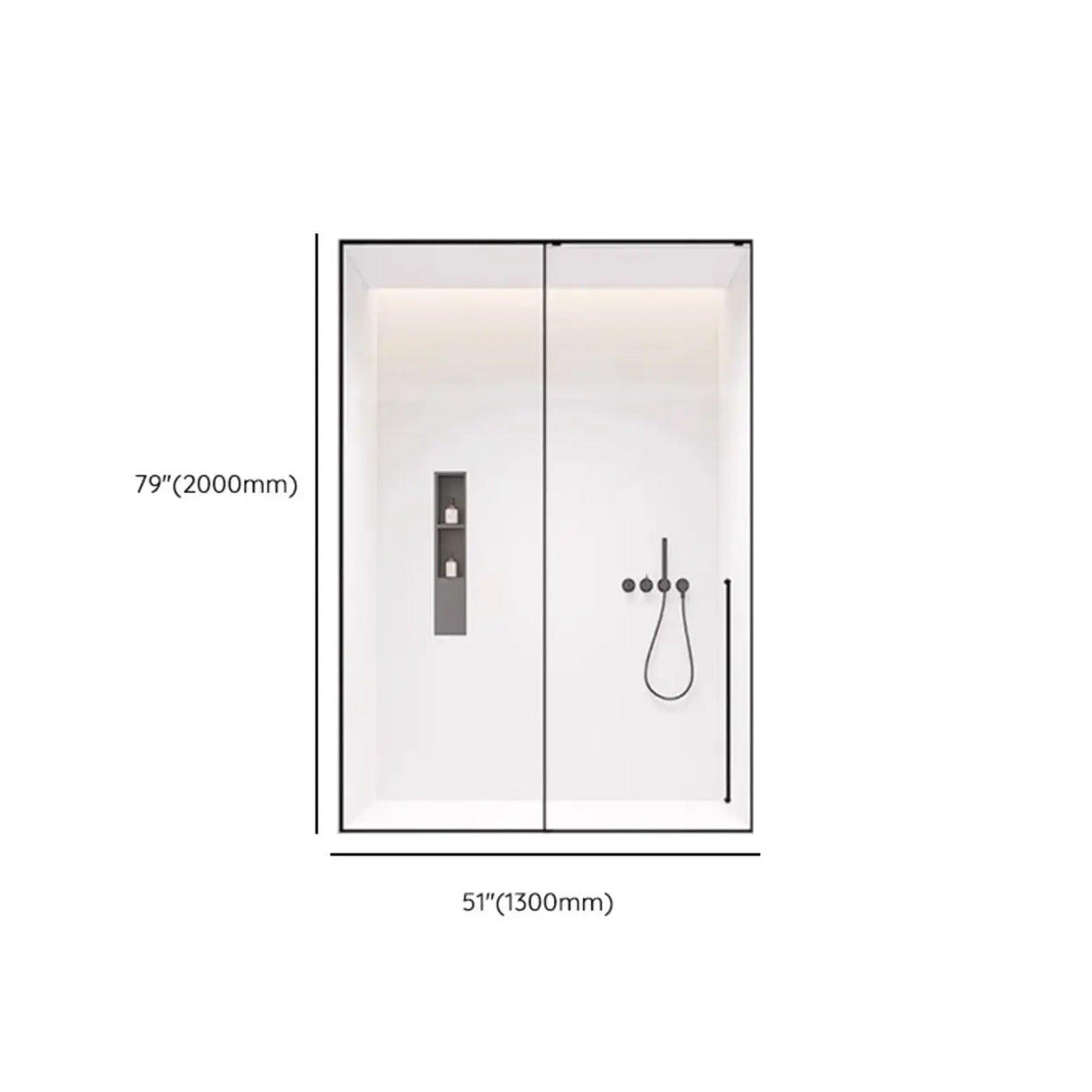 Single Sliding Rectangular Glass Black Shower Door Image - 9