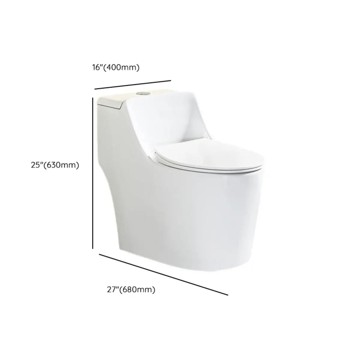 Siphon Elongated Ceramic White Compact Floor Mounted Toilet 