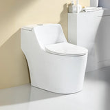 Siphon Elongated Ceramic White Compact Floor Mounted Toilet Image - 3