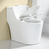 Siphon Elongated Ceramic White Compact Floor Mounted Toilet Image - 4