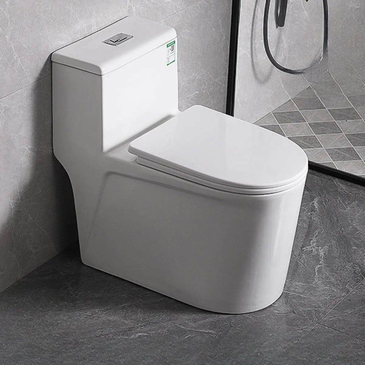 Siphon Jet Elongated White Ceramic Floor-Mounted Toilet Image - 1