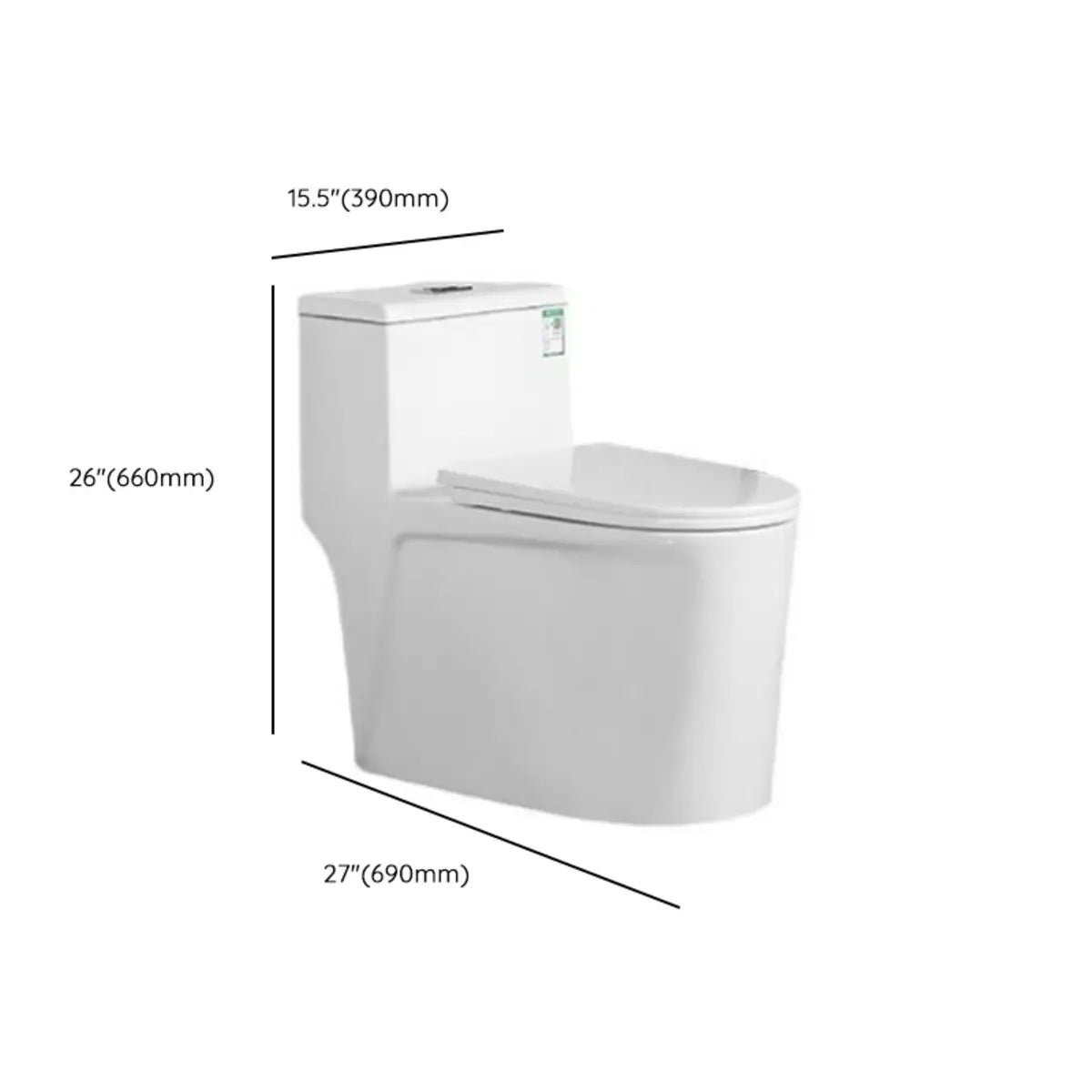 Siphon Jet Elongated White Ceramic Floor-Mounted Toilet 