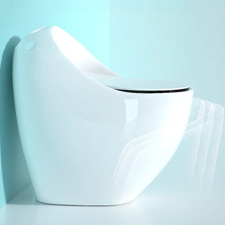 Siphon Jet Flush Oval Ceramic White Compact One-Piece Toilet Image - 1