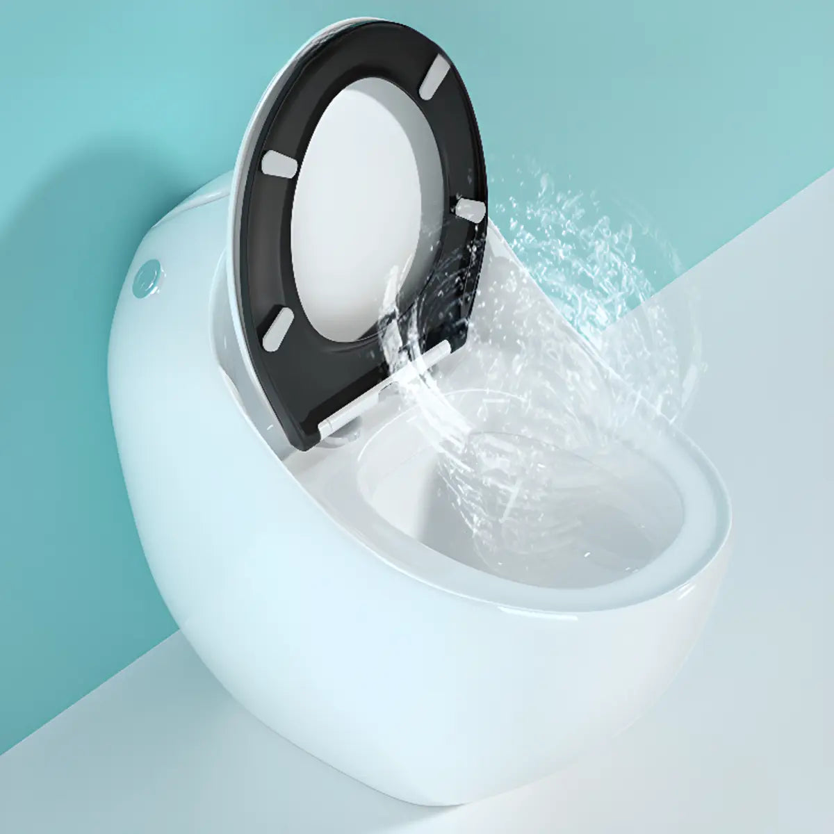 Siphon Jet Flush Oval Ceramic White Compact One-Piece Toilet Image - 10