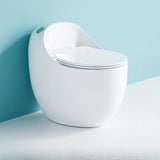 Siphon Jet Flush Oval Ceramic White Compact One-Piece Toilet Image - 12