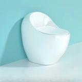 Siphon Jet Flush Oval Ceramic White Compact One-Piece Toilet Image - 15