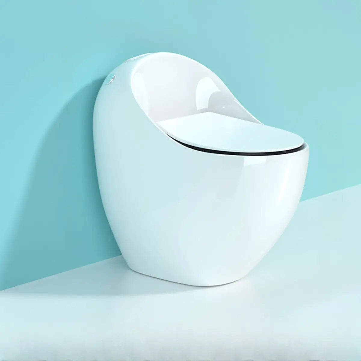 Siphon Jet Flush Oval Ceramic White Compact One-Piece Toilet Image - 17