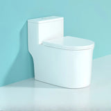 Siphon Jet Flush Oval Ceramic White Compact One-Piece Toilet Image - 2