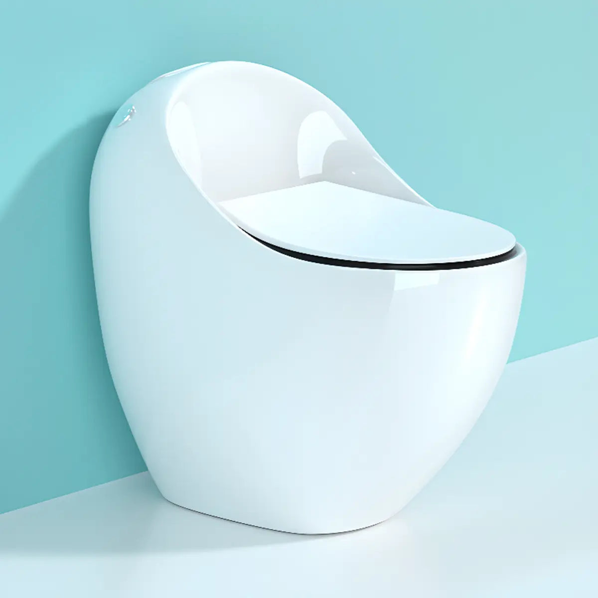 Siphon Jet Flush Oval Ceramic White Compact One-Piece Toilet Image - 3