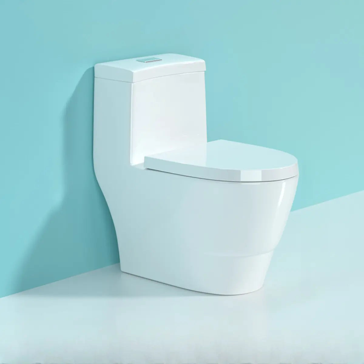 Siphon Jet Flush Oval Ceramic White Compact One-Piece Toilet Image - 6