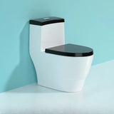 Siphon Jet Flush Oval Ceramic White Compact One-Piece Toilet Image - 7