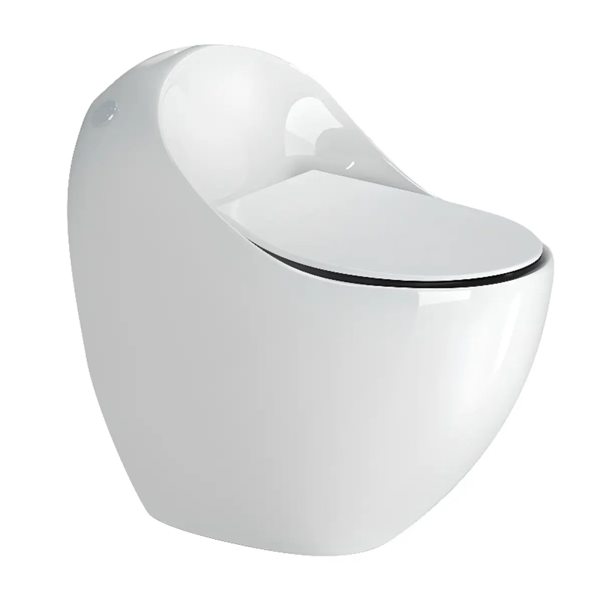 Siphon Jet Flush Oval Ceramic White Compact One-Piece Toilet Image - 8