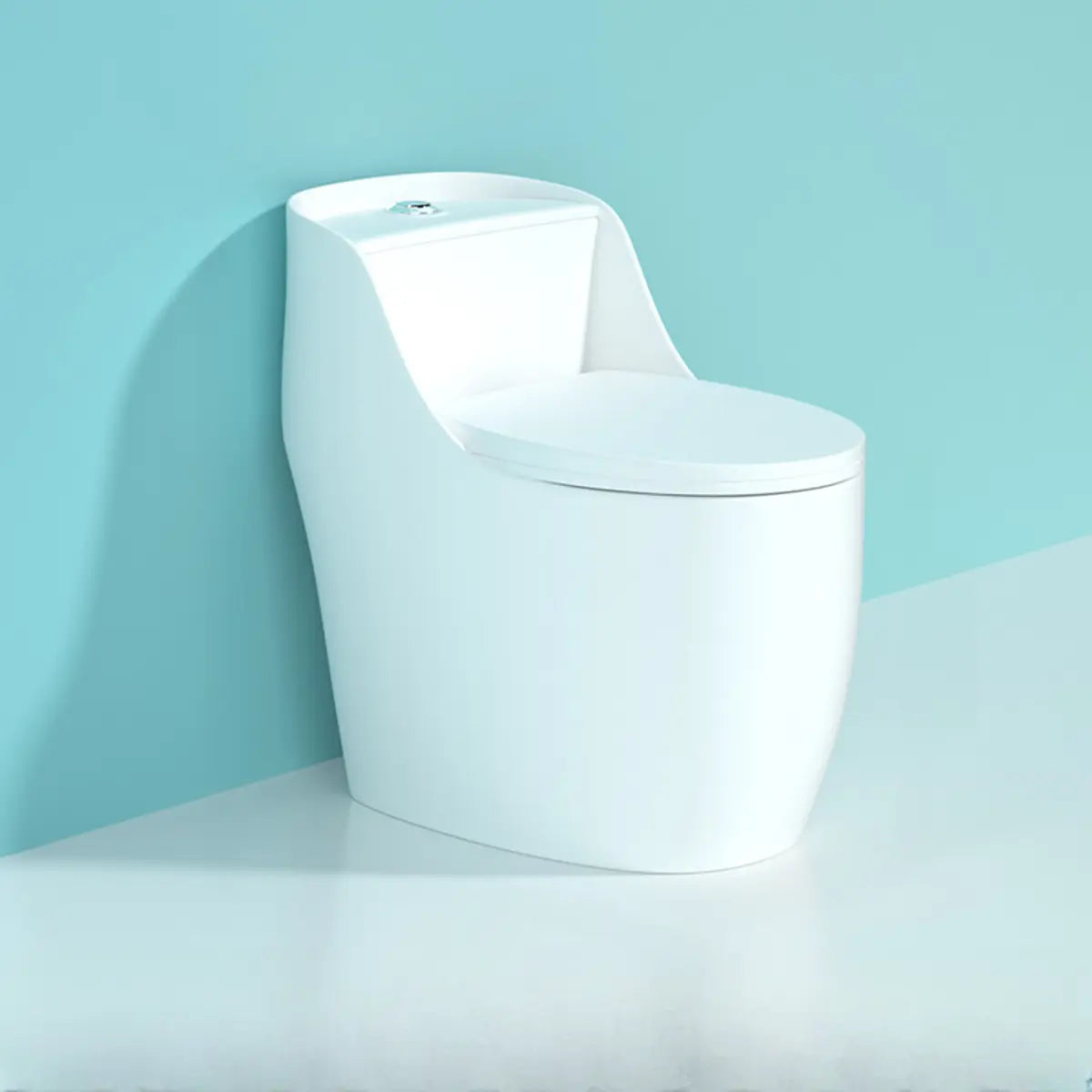 Siphon Jet Flush Oval Ceramic White Compact One-Piece Toilet Image - 9