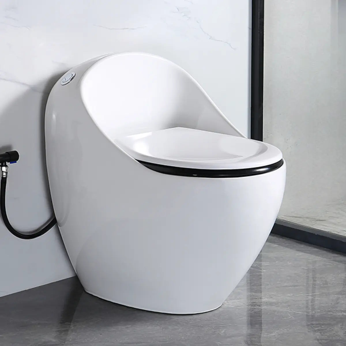 Siphon Jet Flush Sleek Modern Ceramic White One-Piece Toilet Image - 15