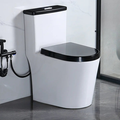 Siphon Jet Flush Sleek Modern Ceramic White One-Piece Toilet Image - 2