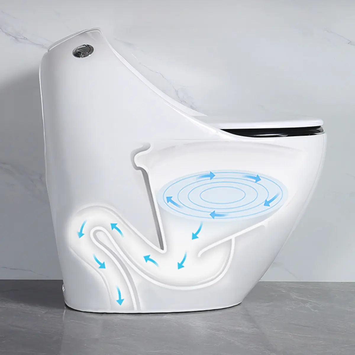 Siphon Jet Flush Sleek Modern Ceramic White One-Piece Toilet Image - 6