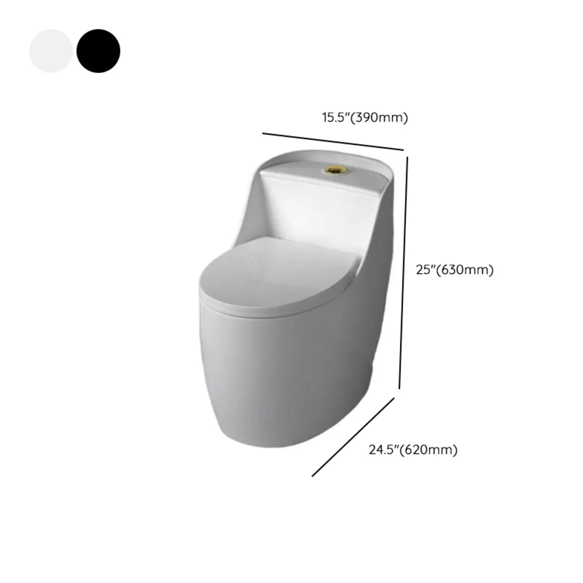 Siphon Jet Modern Black-Trim Ceramic One-Piece Toilet 