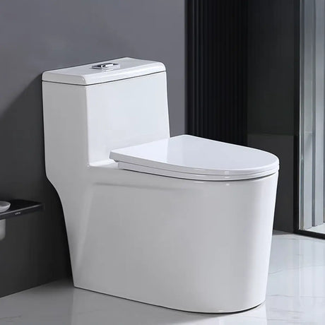 Siphon One-Piece Elongated Ceramic Antimicrobial Seat Toilet Image - 2