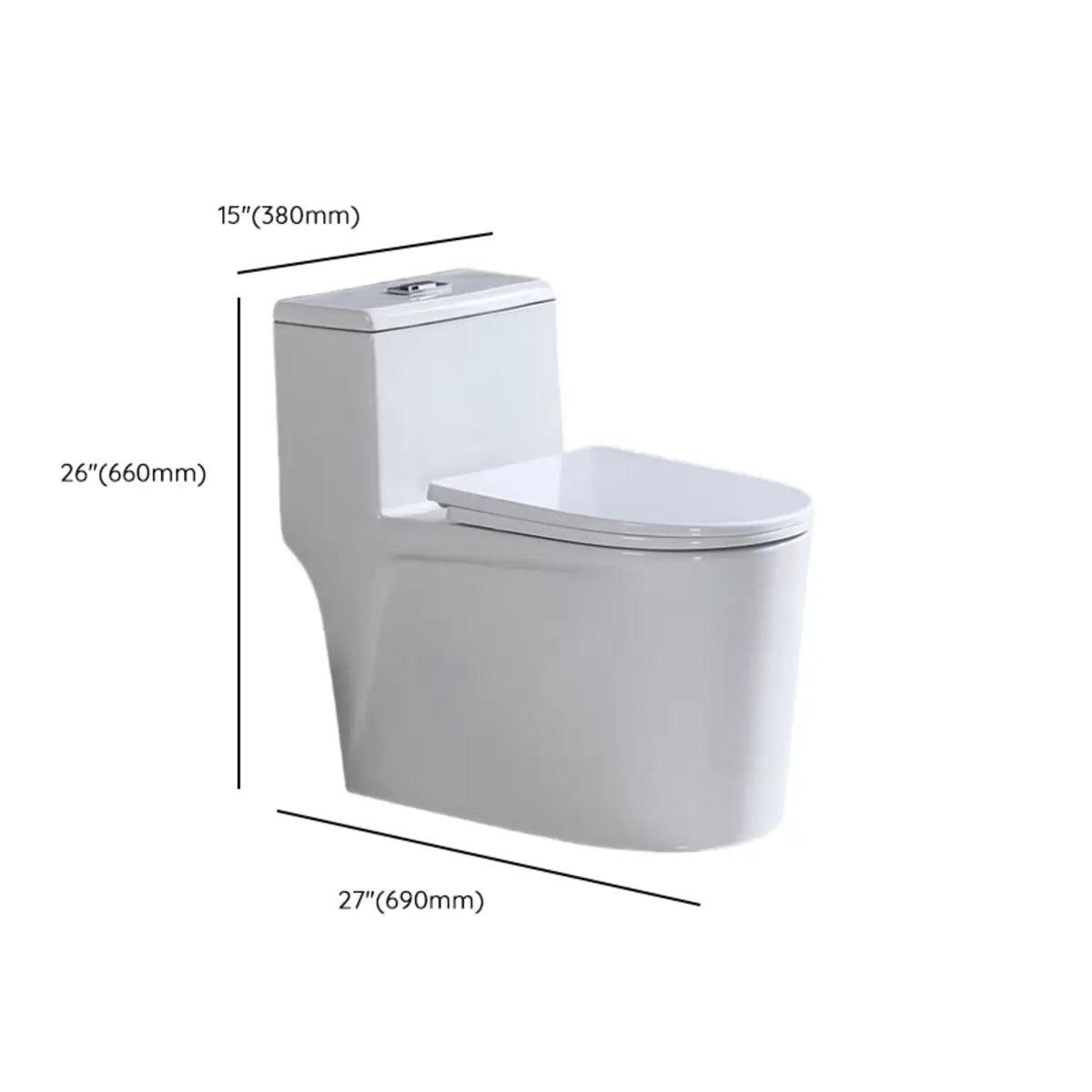 Siphon One-Piece Elongated Ceramic Antimicrobial Seat Toilet 