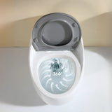 Siphon Oval White Antimicrobial Seat Compact Floor Toilet Image - 1