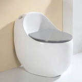 Siphon Oval White Antimicrobial Seat Compact Floor Toilet Image - 10