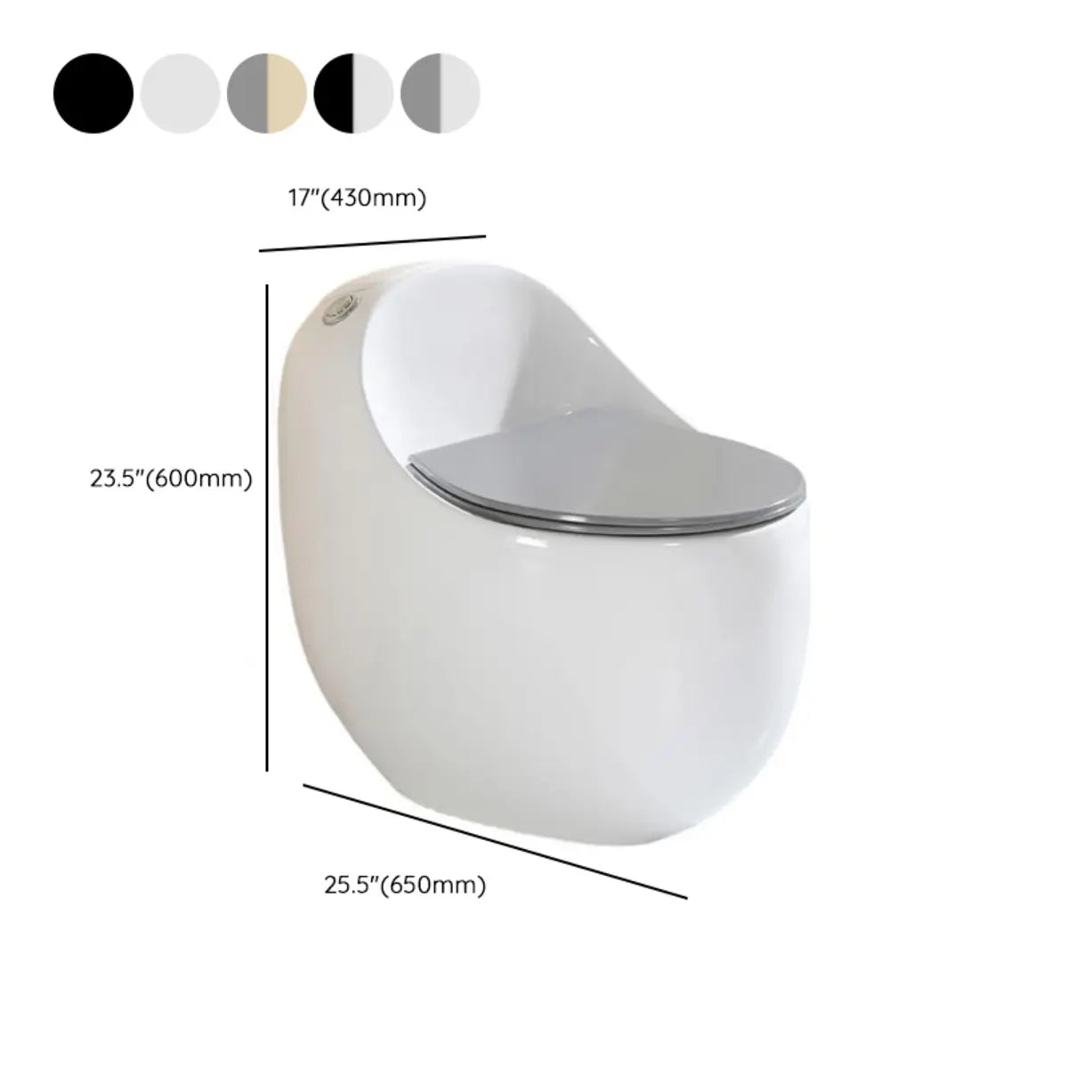 Siphon Oval White Antimicrobial Seat Compact Floor Toilet 