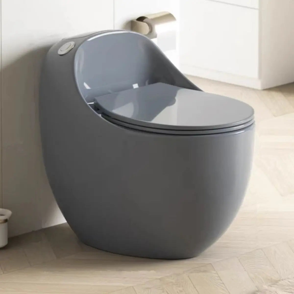 Siphon Oval White Antimicrobial Seat Compact Floor Toilet Image - 2