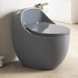 Siphon Oval White Antimicrobial Seat Compact Floor Toilet Image - 3