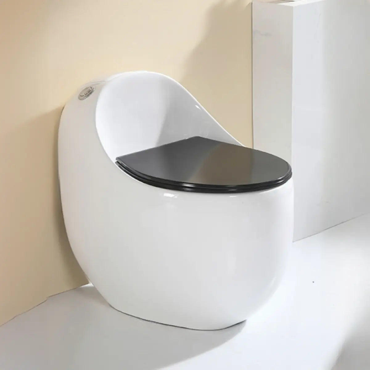 Siphon Oval White Antimicrobial Seat Compact Floor Toilet Image - 5