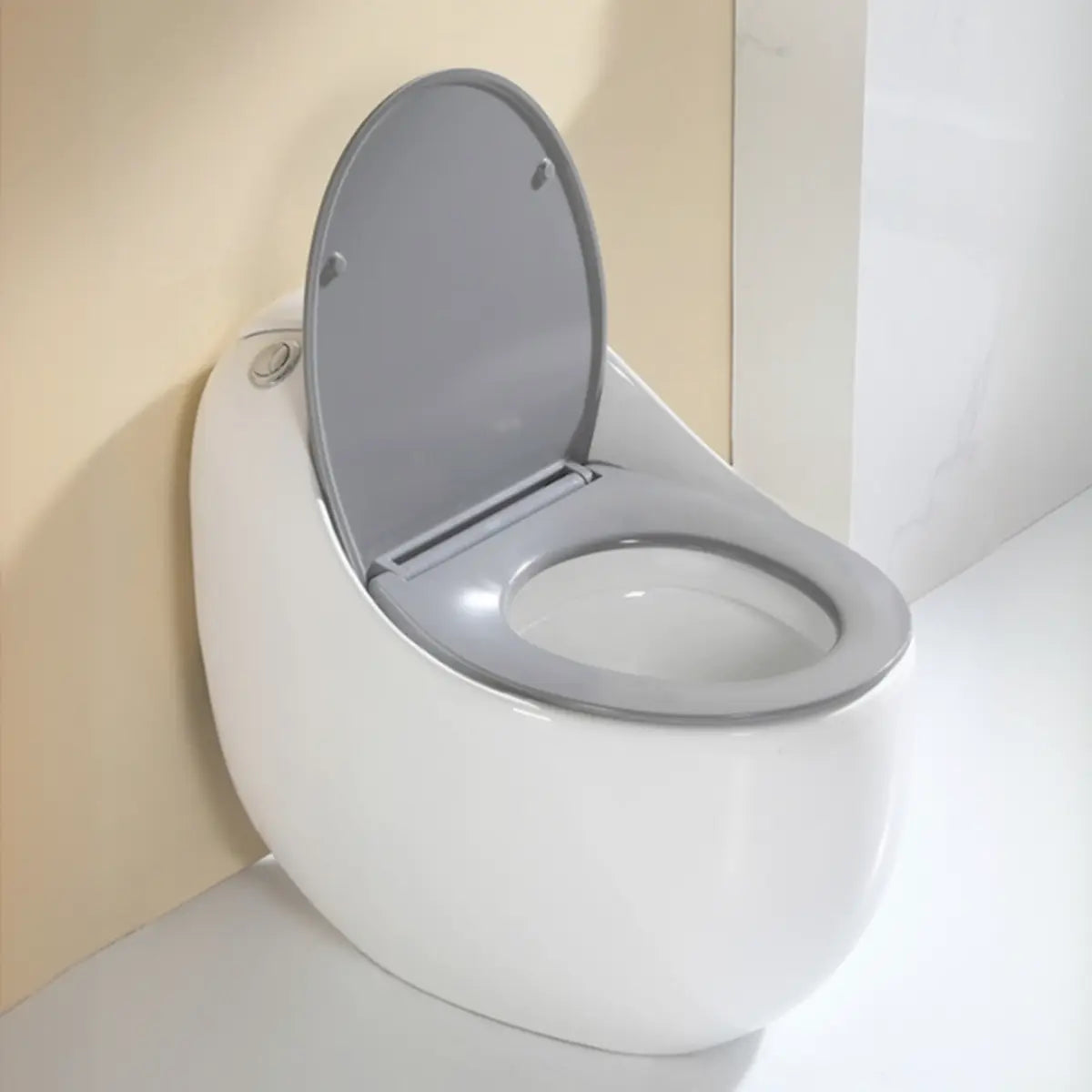 Siphon Oval White Antimicrobial Seat Compact Floor Toilet Image - 6