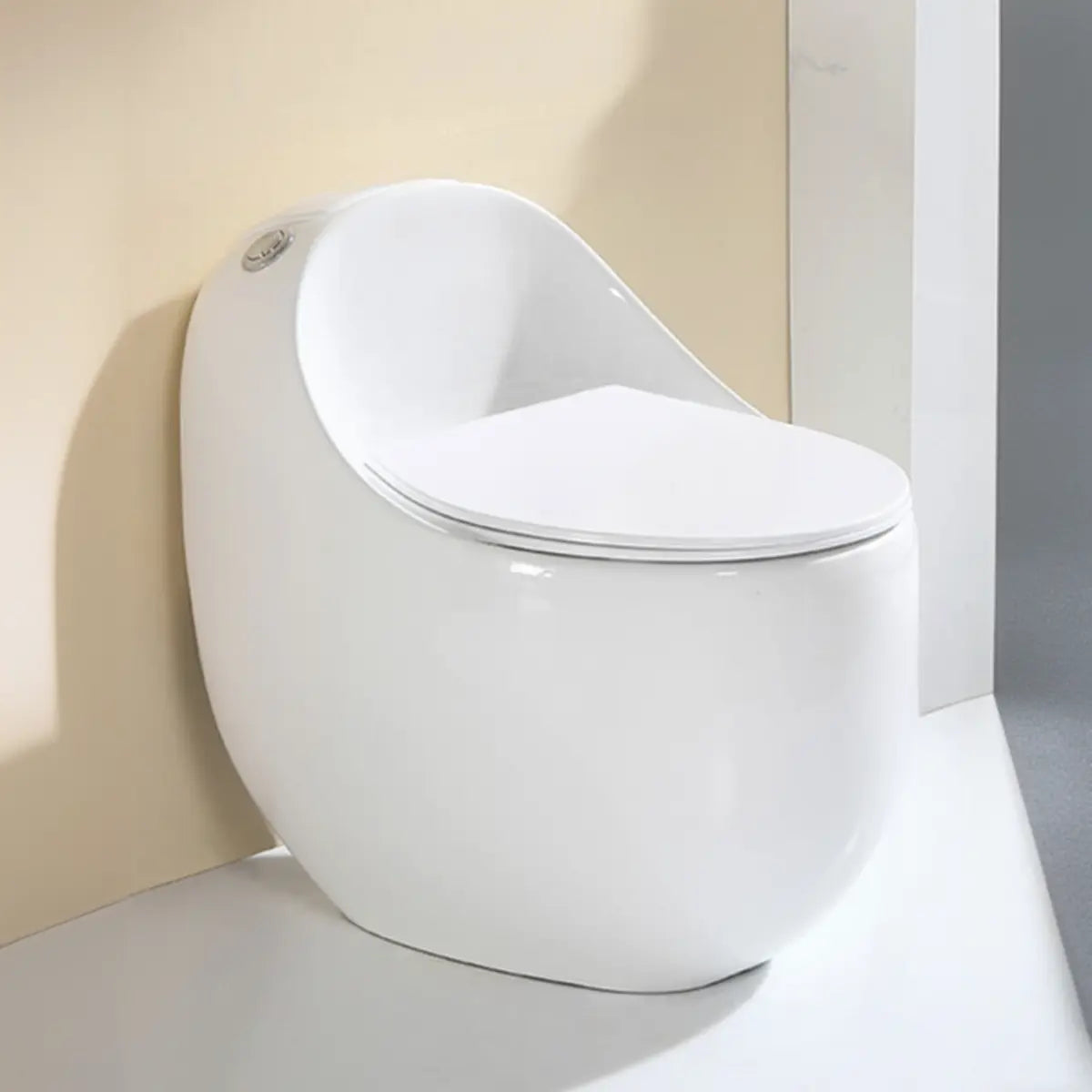 Siphon Oval White Antimicrobial Seat Compact Floor Toilet Image - 7