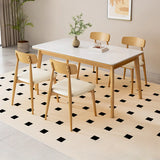 Slate Top Wood Rectangle Dining Table Set with 4 Chairs Image - 3