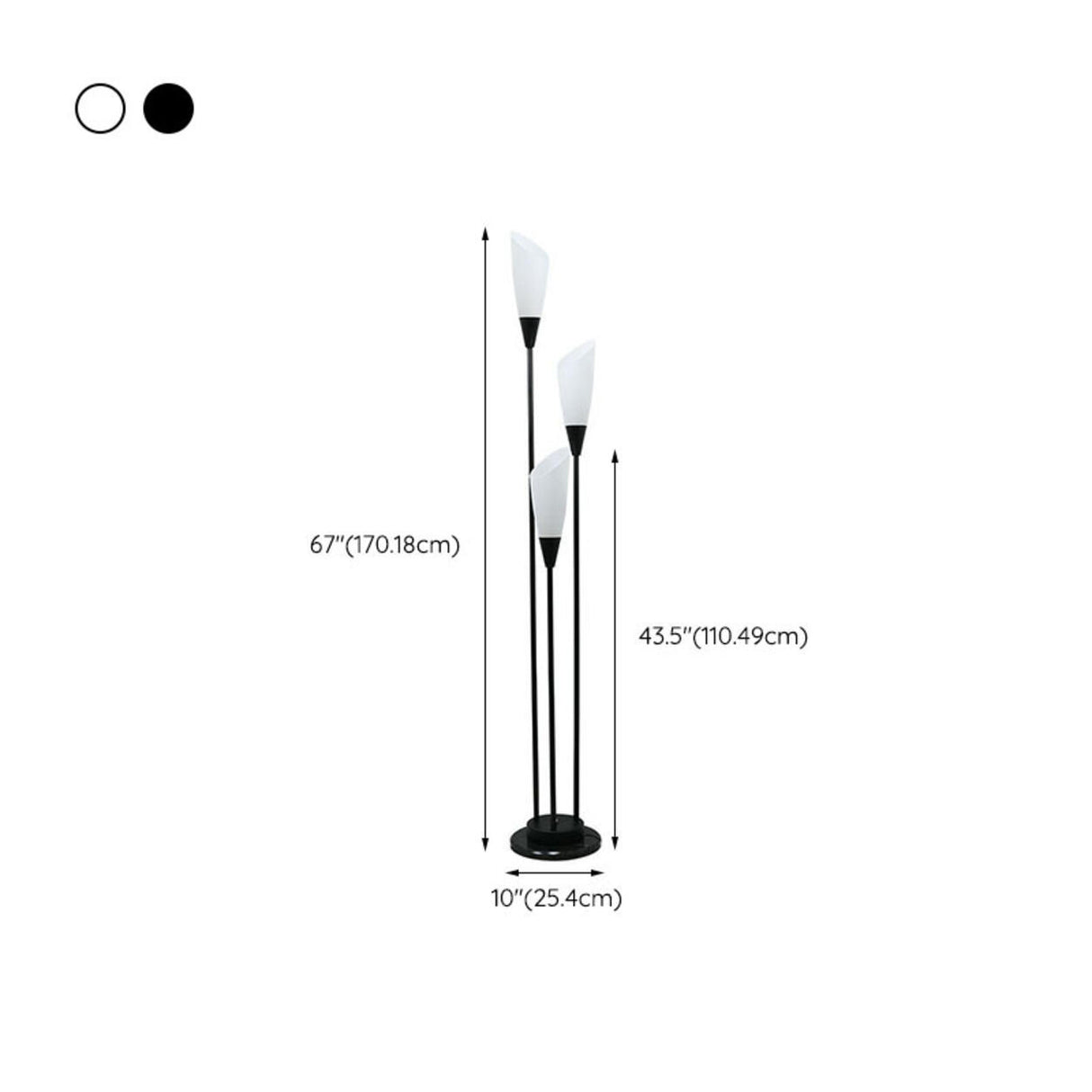 Sleek 3-Light Black Column Metal Modern Floor Lamp 