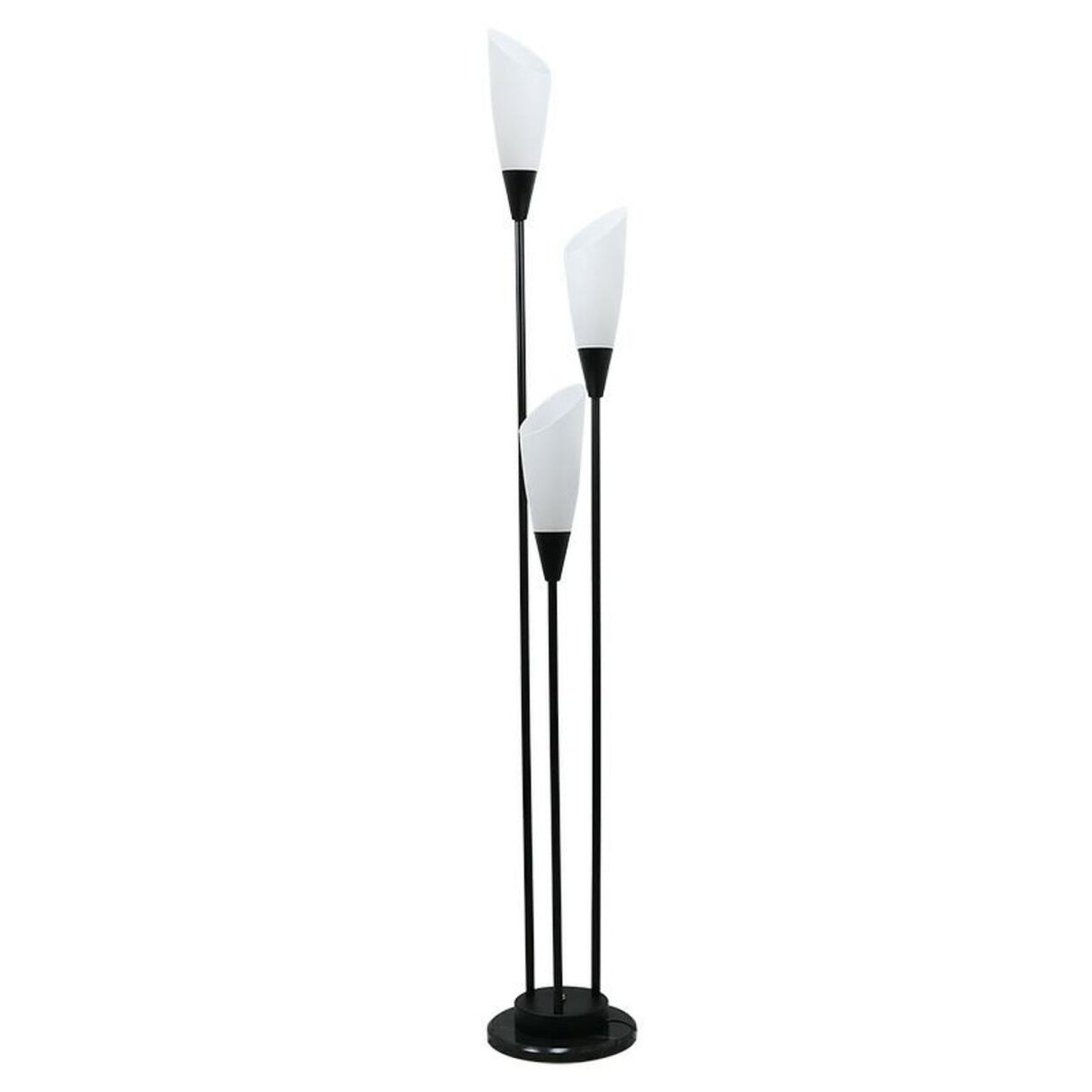 Sleek 3-Light Black Column Metal Modern Floor Lamp Image - 2