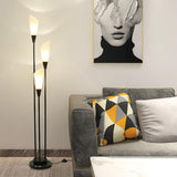 Sleek 3-Light Black Column Metal Modern Floor Lamp Image - 4